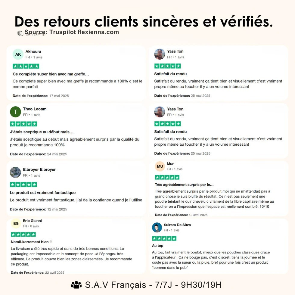 Poudre Capillaire Flexienna™ – Camouflez instantanément les zones sans cheveux