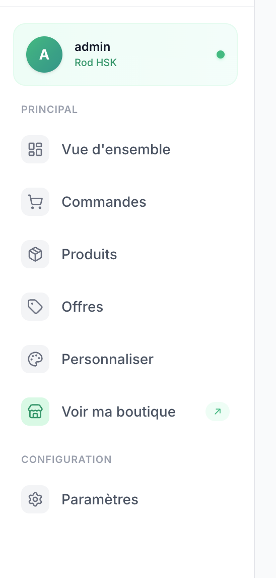 Menu latéral